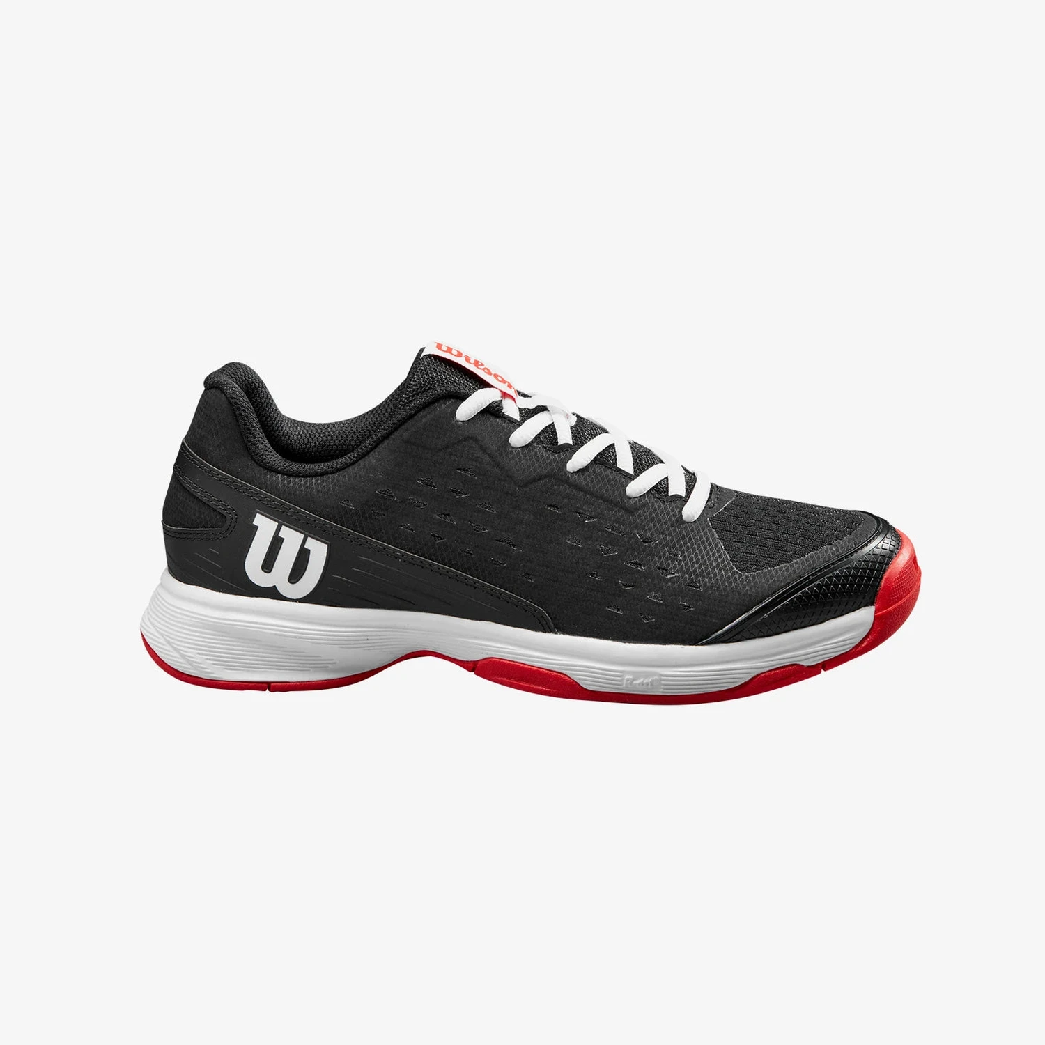 Rush Pro L Junior Tennis Shoe, Black/Wilson Red/White