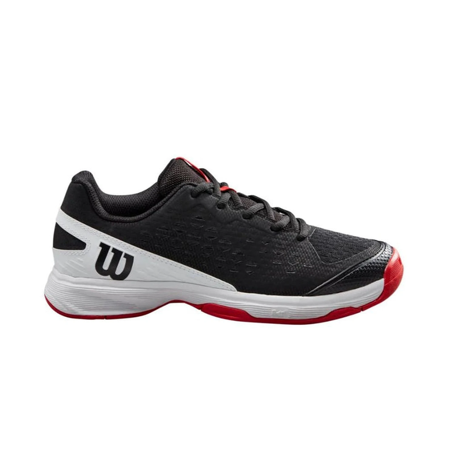 Rush Pro L Junior Tennis Shoe, Black/White/Wilson Red