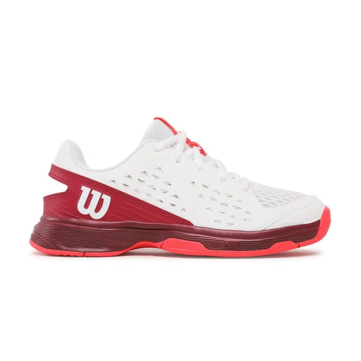 Rush Pro L Junior Tennis Shoe, White/Beet Red/Diva Pink